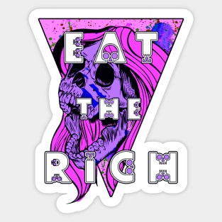 Eat the Rich Zombie Skull Purple Sticker